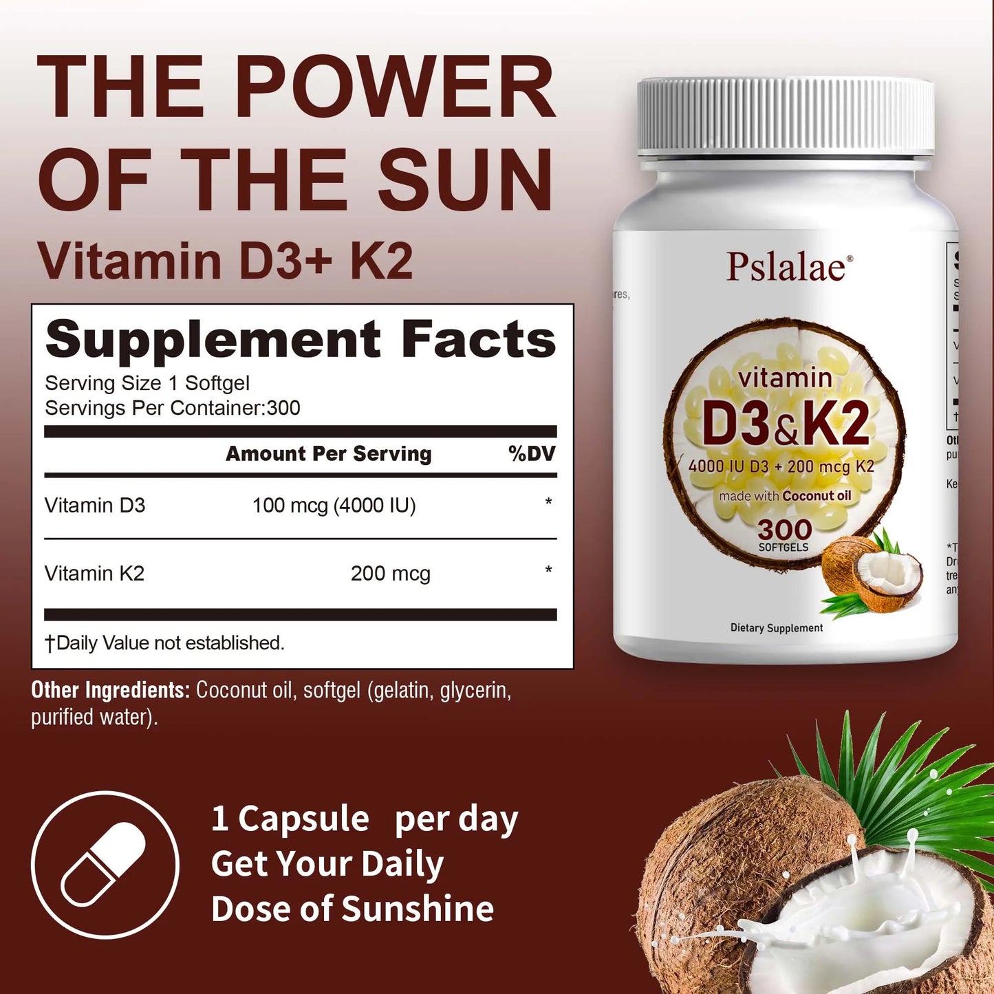 Vitamin D3 and K2 Softgels