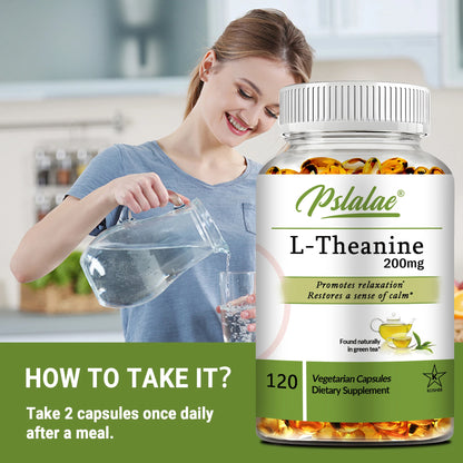 L-Theanine 200 Mg - Relieve Stress, Maintain A Calm and Relaxed Mood, Improve Concentration - 120 Capsules