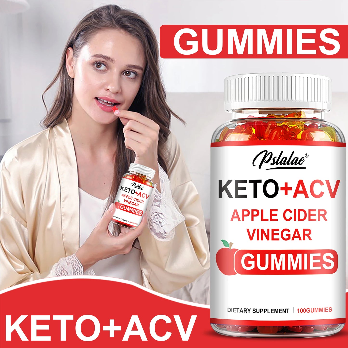 Keto + Acv Gummies - Healthy Weight Management, Accelerated Fat Burning, Whitening Skin