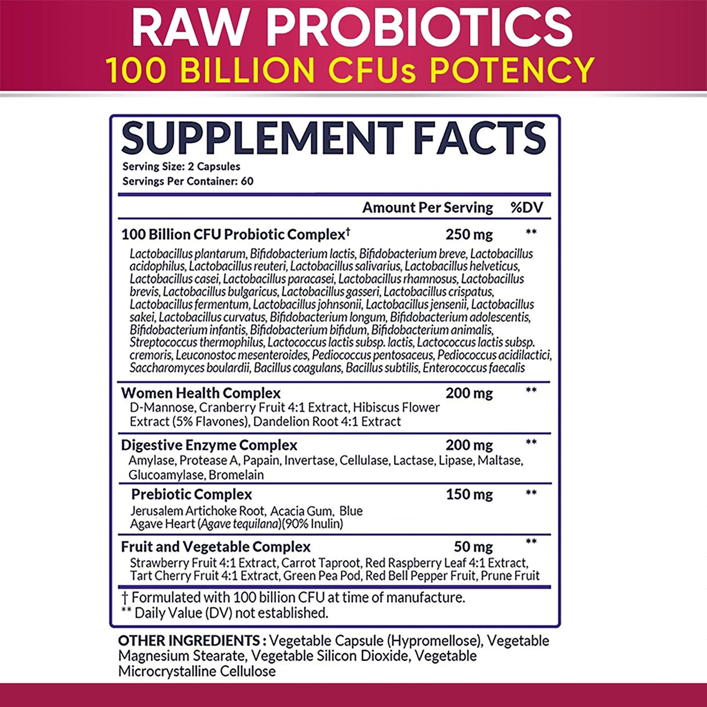 Raw Probiotics for Women - 100 Billion CFU